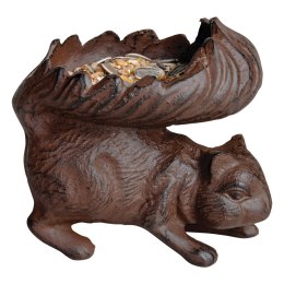 Ozdobny karmnik dla Wiewiórki Figurka wiewiórki wykonana z żeliwa odlanego ręcznie, pełni funkcję poidełka lub karmnika dla mały