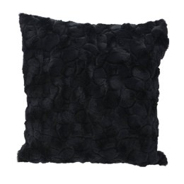 Poduszka czarna wytłaczane kwiaty 45 cm Wykonana z przyjemnego, miękkiego w dotyku materiału w kolorze czarnym, z efektownym dod