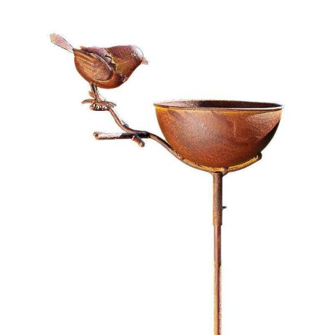 Poidło dla ptaków Loki wysokość 115 cm metalowe, odcienie brązu, do wbicia