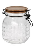 Słój szklany z pokrywą 1100 ml Szklany, przeźroczysty pojemnik kuchenny z bambusową pokrywą i silikonową uszczelką o wysokości 1