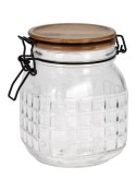 Słój szklany z pokrywą 1100 ml Szklany, przeźroczysty pojemnik kuchenny z bambusową pokrywą i silikonową uszczelką o wysokości 1