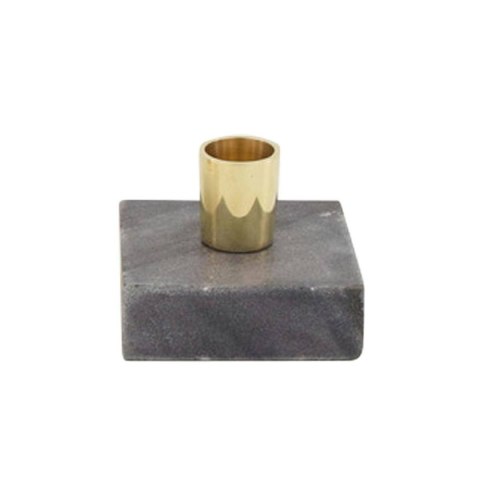 Świecznik marmurowy czarny Dekoracyjny świecznik na jedną klasyczną świecę, elegancka czarna marmurowa podstawka, wymiary 7,5x6,