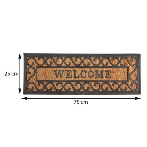 Wycieraczka zewnętrzna Welcome 75 cm Ozdobna, wycieraczka renomowanej marki Esschert Design wykonana z włókna kokosowego oraz gu