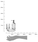 Komplet łazienkowy 3-elementowy Ari Silv W skład kompletu wchodzą dozownik na mydło w płynie lub balsam, mydelniczka (podstawka)