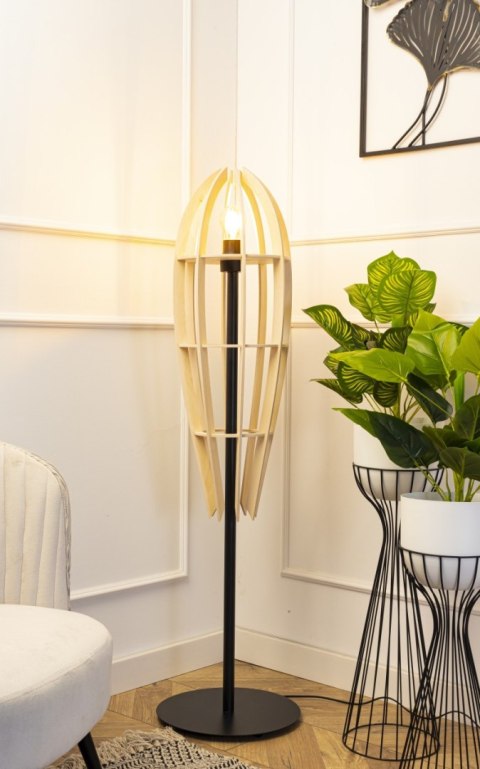Lampa naturalna podłogowa Plywood 120 cm Wykonana z drewnianej sklejki oraz metalu, elegancka i stylowa lampa podłogowa w stylu 