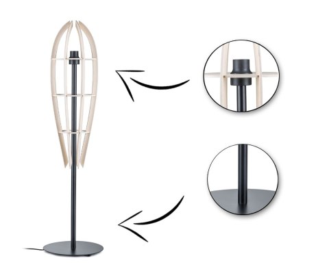 Lampa naturalna podłogowa Plywood 120 cm Wykonana z drewnianej sklejki oraz metalu, elegancka i stylowa lampa podłogowa w stylu 