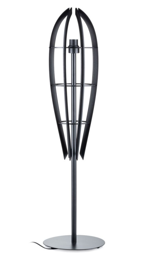 Lampa podłogowa Plywood 120 cm czarna Wykonana z drewnianej sklejki w kolorze czarnym oraz metalu, elegancka i stylowa lampa pod