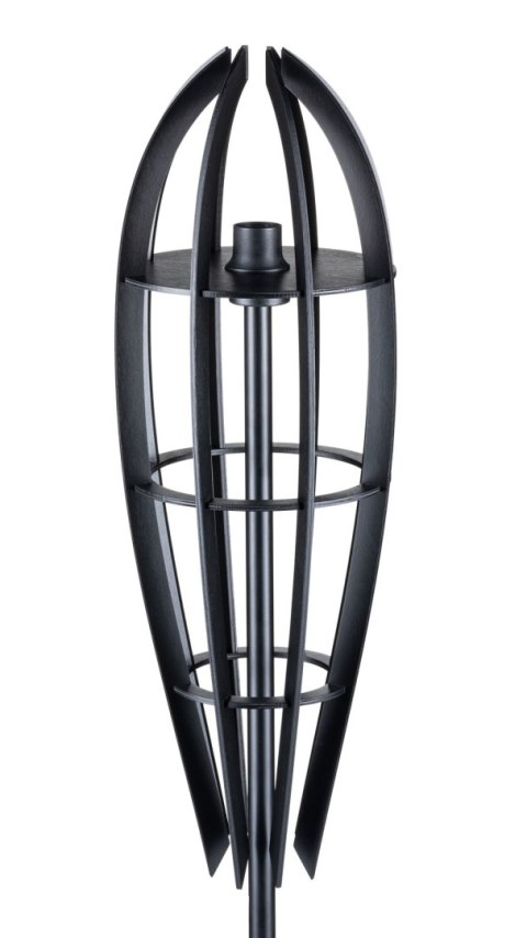 Lampa podłogowa Plywood 120 cm czarna Wykonana z drewnianej sklejki w kolorze czarnym oraz metalu, elegancka i stylowa lampa pod