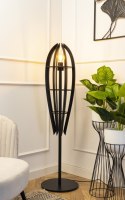 Lampa podłogowa Plywood 120 cm czarna Wykonana z drewnianej sklejki w kolorze czarnym oraz metalu, elegancka i stylowa lampa pod