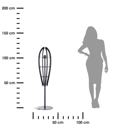 Lampa podłogowa Plywood 120 cm czarna Wykonana z drewnianej sklejki w kolorze czarnym oraz metalu, elegancka i stylowa lampa pod
