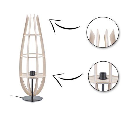 Lampa podłogowa stojąca BOHO PLYWOOD Wykonana z drewnianej sklejki oraz metalu, elegancka i stylowa lampa podłogowa w stylu BOHO