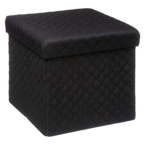 Pufa Bella Black 31x31 cm ze schowkiem Składana konstrukcja, miękkie siedzisko wykonane z przyjemnego w dotyku materiału, pufa m