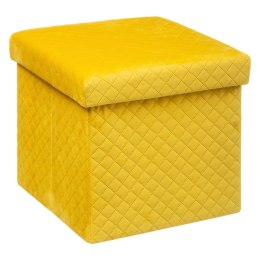 Pufa Luna Velvet Yellow 31x31 cm Składana konstrukcja, miękkie siedzisko wykonane z przyjemnego w dotyku welurowego materiału, p