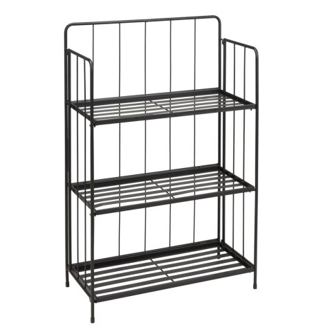 Regał metalowy składany 3 półki 90 cm Nowoczesny regał 3-poziomowy, wykonany z metalu w czarnym kolorze o wysokości 90 cm
