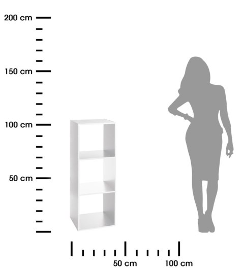 Regał stojący do salonu 3 poziomy biały Praktyczny i wytrzymały regał 3-poziomowy w kolorze białym, wykonany z wysokiej jakości 