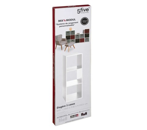 Regał stojący do salonu 3 poziomy biały Praktyczny i wytrzymały regał 3-poziomowy w kolorze białym, wykonany z wysokiej jakości 