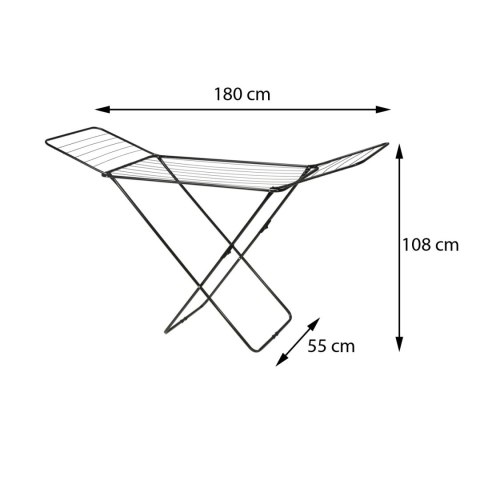 Suszarka do ubrań czarna stojąca Wygodna, rozkładana suszarka na pranie o dużej pojemnościi do domu, na balkon, taras lub do ogr