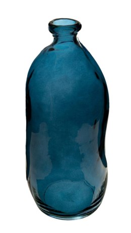 Wazon szklany Jeanne Blue z recyklingu Przezroczysty wazonik na kwiaty, trawę, wykonany z solidnego szkła w niebieskim odcieniu,