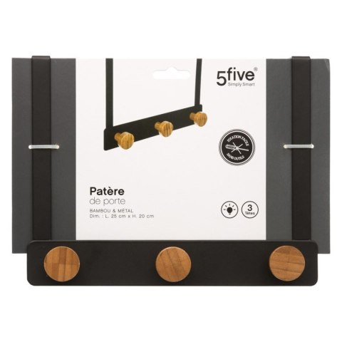 Wieszak na drzwi Bamboo Black 3 haczyki Nowoczesny wieszak mocowany na drzwiach, na ubrania i ręczniki, wysoka jakość metalu w k