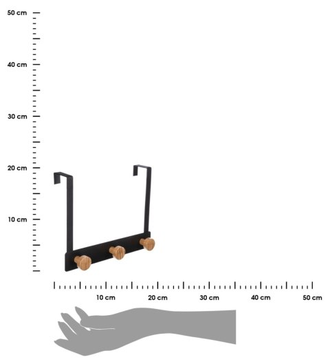 Wieszak na drzwi Bamboo Black 3 haczyki Nowoczesny wieszak mocowany na drzwiach, na ubrania i ręczniki, wysoka jakość metalu w k