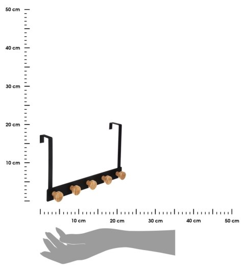 Wieszak na drzwi Bamboo Black 5 haczykówNowoczesny wieszak mocowany na drzwiach, na ubrania i ręczniki, wysoka jakość metalu w k