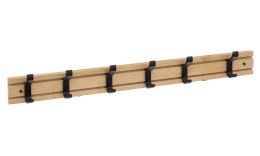 Wieszak ścienny bambusowy przesuwny Wykonany z połączenia drewna bambusowego i metalu, wyposażony w 6 przesuwanych haczyków w ko