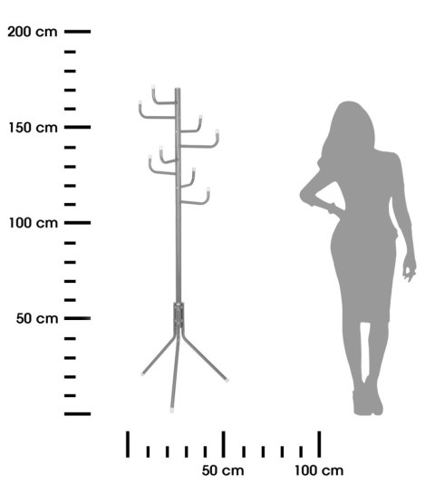 Wieszak stojący na ubrania Tree szaryStojący wieszak w kolorze szarym do przedpokoju, poczekalni, wykonany z metalu, stabilny, z