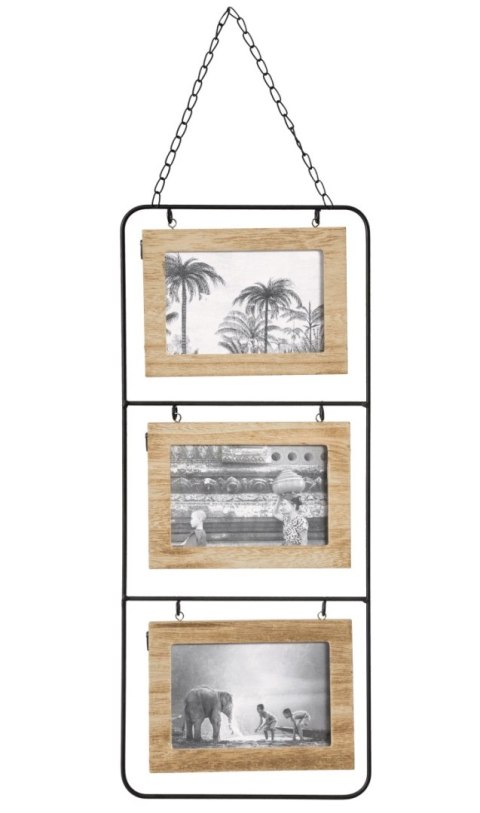 Wisząca ramka na 6 zdjęć NomadeWykonana z połączenia metalu i MDF-u imitującego drewno, dwustronna, na fotografie w formacie 10x