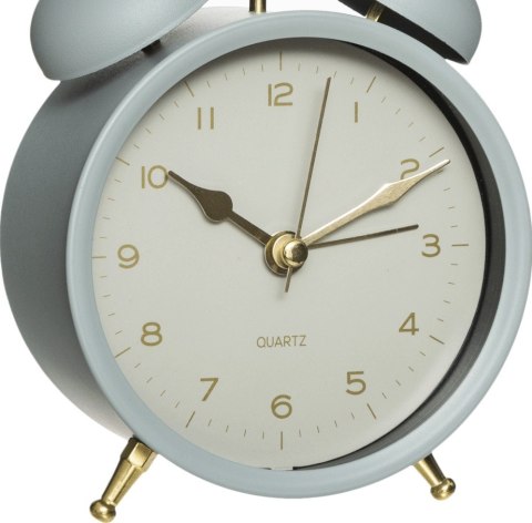 Zegar stołowy budzik retro błękitny Wykonany z metalu zegar w kolorze niebieskim, w stylu retro, złote wskazówki, cichy, nietyka