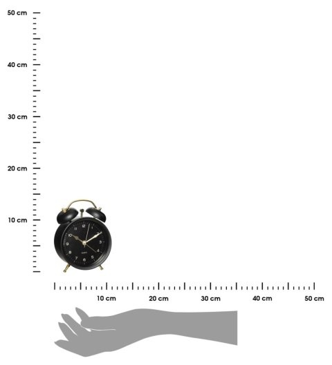 Zegar stołowy budzik retro czarnyWykonany z metalu zegar w kolorze czarnym, w stylu retro, złote wskazówki, cichy, nietykający m