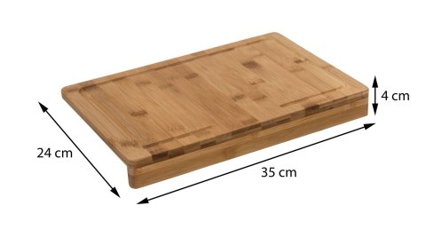 Bambusowa deska do krojenia 35x24 cmWykonana z trwałego drewna bambusowego, łatwa w czyszczeniu, sprawdzi się również jako osłon