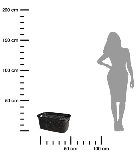 Kosz łazienkowy na pranie czarny 35 L Czarny kosz na pranie bez pokrywy wykonany z lekkiego tworzywa sztucznego