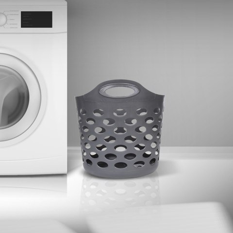 Kosz na pranie Flex szary 28 lWykonany z lekkiego i elastycznego tworzywa sztucznego, wyposażony w 2 wytrzymałe uchwyty, liczne 