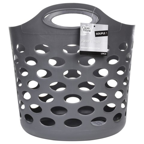 Kosz na pranie Flex szary 28 lWykonany z lekkiego i elastycznego tworzywa sztucznego, wyposażony w 2 wytrzymałe uchwyty, liczne 