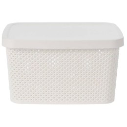 Koszyk do przechowywania biały 27 cm Biały pojemnik do przechowywania z pokrywą wykonany z wytrzymałego tworzywa sztucznego