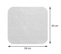 Mata antypoślizgowa 50x50 Biała Wykonana z tworzywa sztucznego, antypoślizgowa zapewnia bezpieczeństwo w łazience, o wymiarach 5