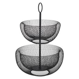 Patera dwupoziomowa na owoce Black Mesh Wykonana z metalu, nowoczesny i oryginalny kształt, uniwersalne zastosowanie