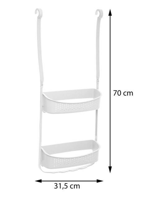 Półka łazienkowa Biała Flex Wykonana z tworzywa sztucznego, elastyczna, dwupoziomowa na kosmetyki i akcesoria łazienkowe, w kolo