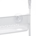 Półka łazienkowa Biała Flex Wykonana z tworzywa sztucznego, elastyczna, dwupoziomowa na kosmetyki i akcesoria łazienkowe, w kolo