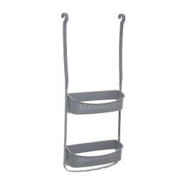 Półka łazienkowa Szara Flex Wykonana z tworzywa sztucznego, elastyczna, dwupoziomowa na kosmetyki i akcesoria łazienkowe, w kolo