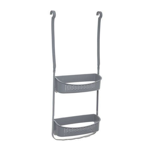 Półka łazienkowa Szara Flex Wykonana z tworzywa sztucznego, elastyczna, dwupoziomowa na kosmetyki i akcesoria łazienkowe, w kolo