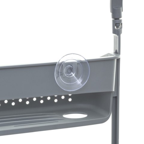 Półka łazienkowa Szara Flex Wykonana z tworzywa sztucznego, elastyczna, dwupoziomowa na kosmetyki i akcesoria łazienkowe, w kolo