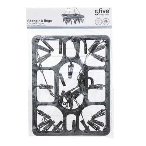 Suszarka na bieliznę z żabkami Wykonana z wytrzymałego tworzywa sztucznego, wyposażona w 26 haków, wymiary 38x29 cm