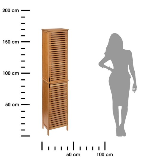 Szafka łazienkowa Sicela słupekWykonana z ekologicznego drewna bambusowego, wyposażona w 6 półek schowanych za drzwiami, wymiary
