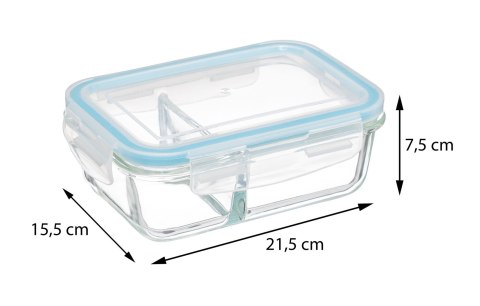 Szklany pojemnik na żywność ClipEat1,1l Wykonany ze szkła hartowanego, odpowiedni do stosowania w mikrofalówce, piekarniku i prz