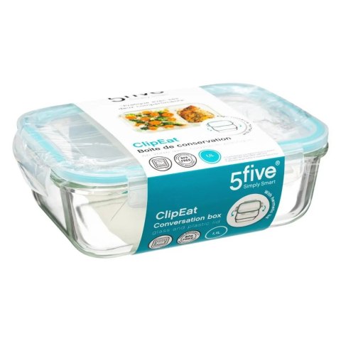 Szklany pojemnik na żywność ClipEat1,1l Wykonany ze szkła hartowanego, odpowiedni do stosowania w mikrofalówce, piekarniku i prz