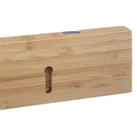 Wieszak ścienny 4 haczyki bambusowy Wykonany z ekologicznego drewna bambusowego, wyposażony w 4 wysuwane haczyki w kolorze srebr