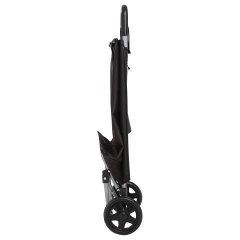 Wózek na kółkach Aquarelle czarny Solidna, pojemna torba wykonana z mocnego materiału w kolorze czarnym, idealny na zakupy, skła