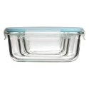 Zestaw 3 pojemników na żywność ClipEatWykonane ze szkła hartowanego, odpowiednie do stosowania w mikrofalówce, piekarniku i prze