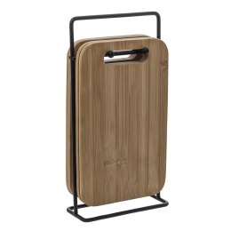 Zestaw desek do krojenia na stojakuDeski wykonane z trwałego drewna bambusowego, łatwe w czyszczeniu, sprawdzą się również jako 